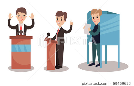 Political Candidates and People Taking Part in Voting and Election Vector Illustration Set Political Candidates and People Taking Part in Voting and Election Vector Illustration Set 69469633