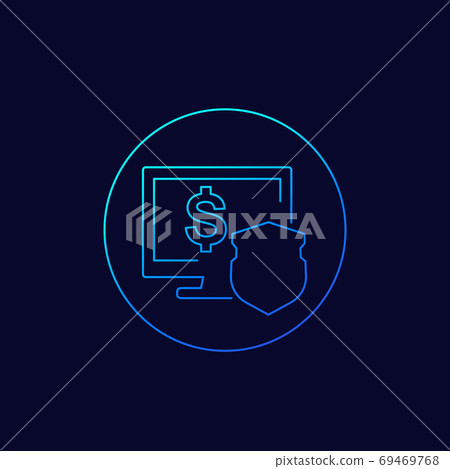 internet banking, secure payment line icon - Stock Illustration ...