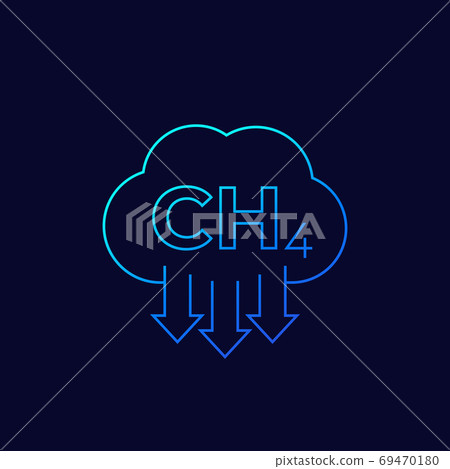 methane emissions, CH4 vector linear icon 69470180