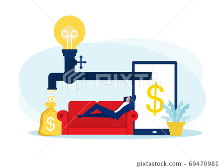 businessman sitting on sofa , relaxing and making money passively. Finance, investment, wealth, passive income.concept work office businessman sitting on sofa , relaxing and making money passively. Finance, investment, wealth, passive income.concept work office 69470981
