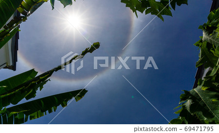Natural halo around the sun in the sky Natural halo around the sun in the sky 69471795