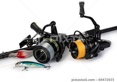 Spinning rod, reel and fishing baits Spinning rod, reel and fishing baits 69472655