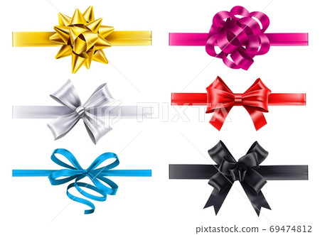 Realistic ribbons with bows. Vector bow decoration Realistic ribbons with bows. Vector bow decoration 69474812