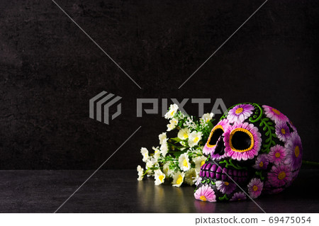 mexican, skull, flowers. 69475054