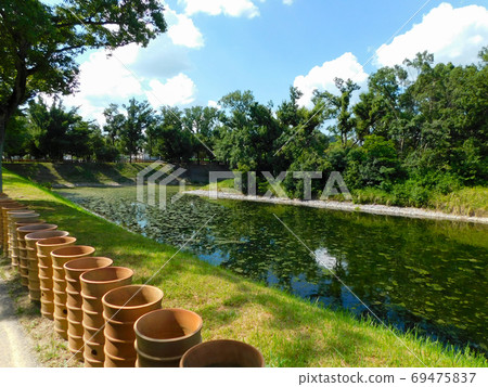 The front part of the burial mound of Imashirozuka Kofun and the inner moat (taken in August in Takatsuki City, Osaka Prefecture) 69475837