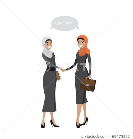 Handshake of Arab Business women, isolated on white background, Handshake of Arab Business women, isolated on white background, 69475932