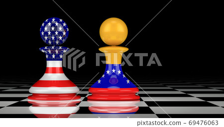The USA and Venezuela confrontation and relations concept. 3D re The USA and Venezuela confrontation and relations concept. 3D re 69476063