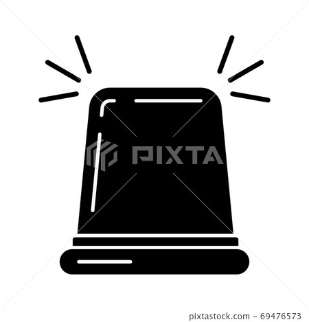 Black fire flasher siren silhouette icon isolated on white background. Black fire flasher siren silhouette icon isolated on white background. 69476573