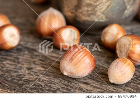 Close up of hazelnuts Close up of hazelnuts 69476984