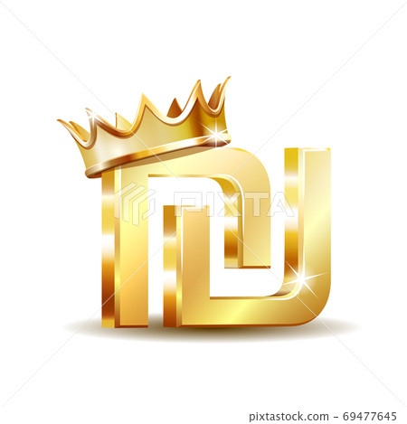 Israeli shekel currency golden shiny symbol with golden crown, vector illustration 69477645