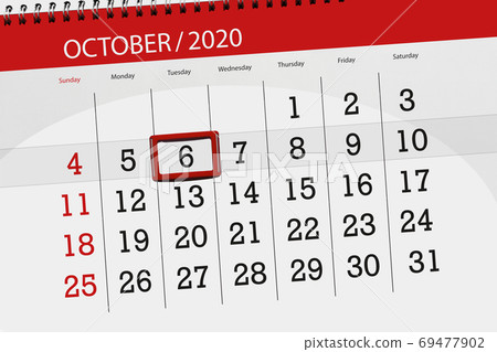 Calendar planner for the month october 2020, deadline day, 6, tu Calendar planner for the month october 2020, deadline day, 6, tu 69477902