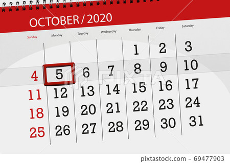 Calendar planner for the month october 2020, deadline day, 5, mo 69477903