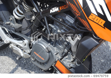 KUALA LUMPUR, MALAYSIA -JULY 29, 2017: Superbike engine or motorcycle with high horse power engine. Huge engine give high capasity power to the motorcycle.   69478759