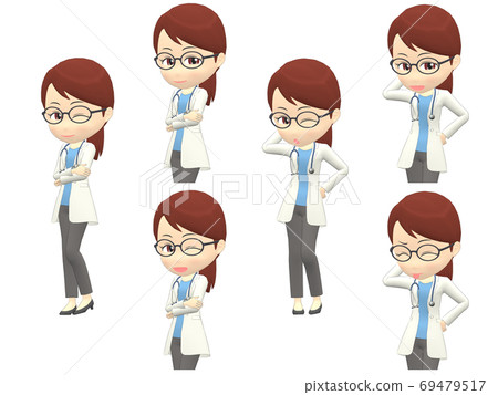 [Pose A] Female doctor ponytail front - Stock Illustration [69479517 ...