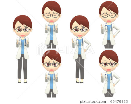 [Happy A] Female doctor Ponytail front - Stock Illustration [69479523 ...