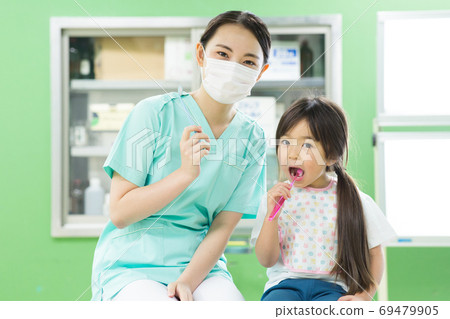 Child receiving dental examination 69479905