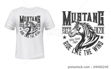 Wild mustang stallion t-shirt vector print mockup Wild mustang stallion t-shirt vector print mockup 69480240