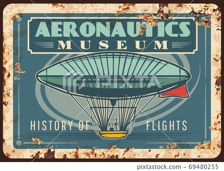 Dirigible rusty metal plate, vector rust tin sign Dirigible rusty metal plate, vector rust tin sign 69480255