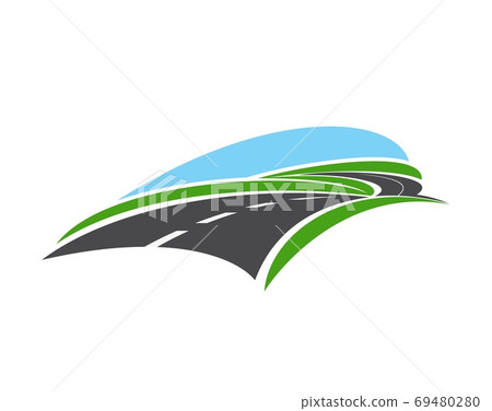 Road, pathway, highway vector icon, curve driveway 69480280