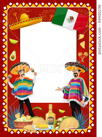 Mexican holiday frame with mariachi musicians Mexican holiday frame with mariachi musicians 69480296