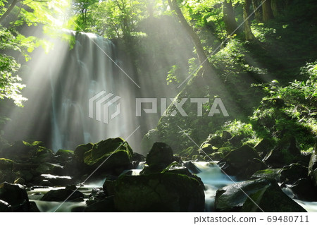 Kameda immovable waterfall in summer 69480711