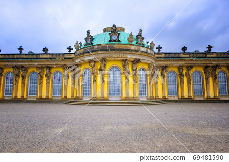 Front of Sans Souci palace in Potsdam, Berlin, Germany, Europe. 69481590