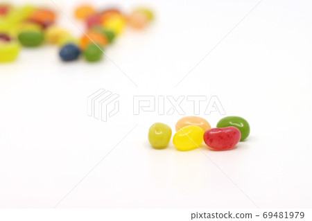 Various colored jelly on a white background 69481979