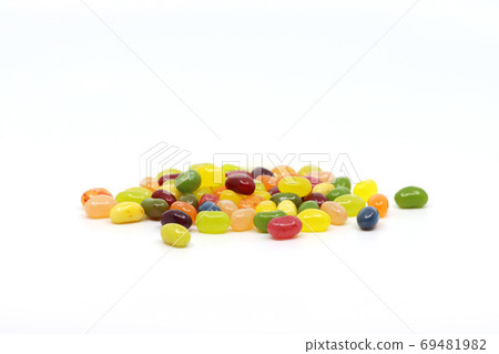 Various colored jelly on a white background 69481982