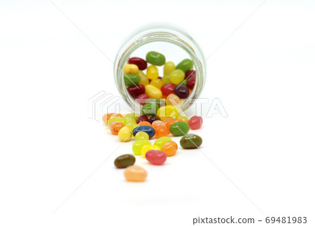 Various colored jelly on a white background 69481983