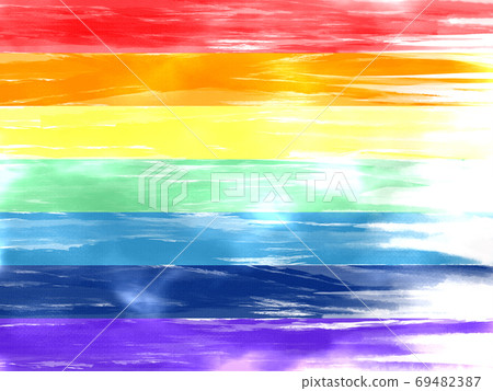 七色背景側身流動（水平的彩虹） 69482387