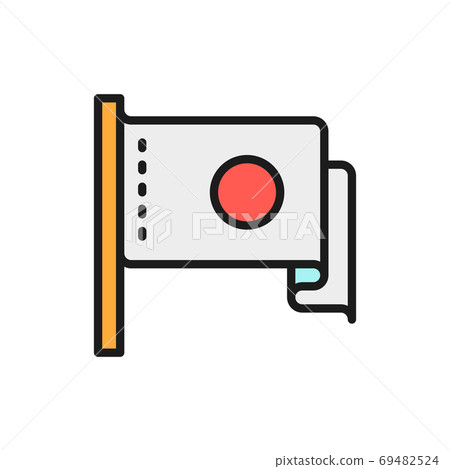 Vector Japanese flag flat color line icon. 69482524