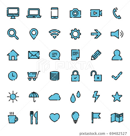 Cute icon set blue - Stock Illustration [69482527] - PIXTA