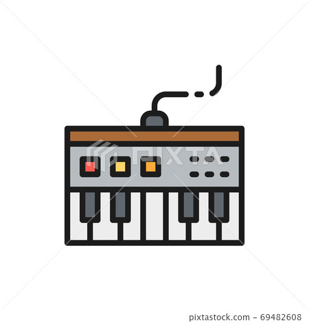 Vector Synthesizer Synth Flat Color Line Icon Stock Illustration