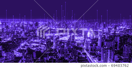 The modern creative communication and internet network connect in smart city 69483762
