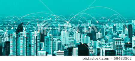 The modern creative communication and internet network connect in smart city 69483802