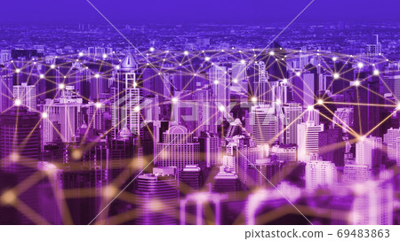 The modern creative communication and internet network connect in smart city 69483863