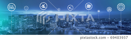 The modern creative communication and internet network connect in smart city 69483937
