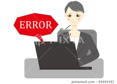 Personal computer female office worker middle error Personal computer female office worker middle error 69484381