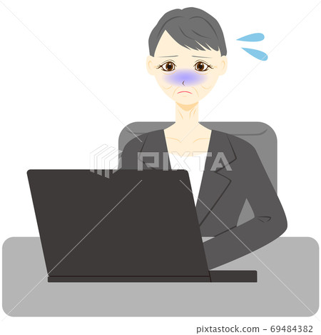 Personal computer female office worker middle pinch Personal computer female office worker middle pinch 69484382