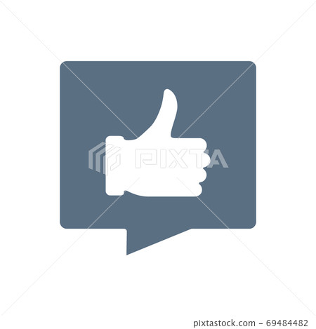 Speech bubble with a thumb up colored icon. Positive feedback, customer review, rating symbol Speech bubble with a thumb up colored icon. Positive feedback, customer review, rating symbol 69484482