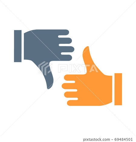 Like and dislike colored icon. Thumb up and thumb down symbol 69484501