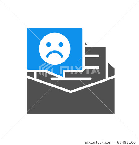 Feedback letter with sad face colored icon. Negative review, upset customer symbol 69485106