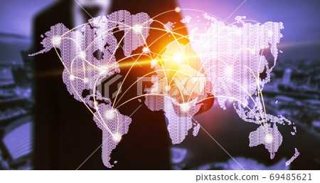 The modern creative communication and internet network connect in smart city 69485621
