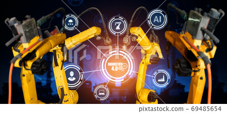 Smart industry robot arms for digital factory production technology Smart industry robot arms for digital factory production technology 69485654