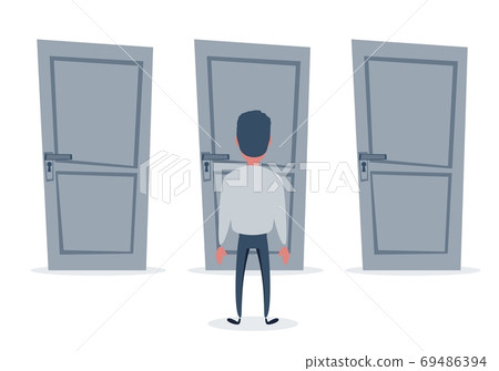 Men unable to make the right decision concept. Problem of choice. 69486394
