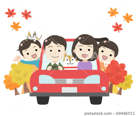 Autumn family drive - Stock Illustration [69486551] - PIXTA