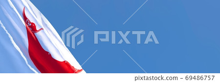 3D rendering of the national flag of Easter Island waving in the wind 3D rendering of the national flag of Easter Island waving in the wind 69486757