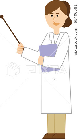 Female researcher with a pointer 69486981