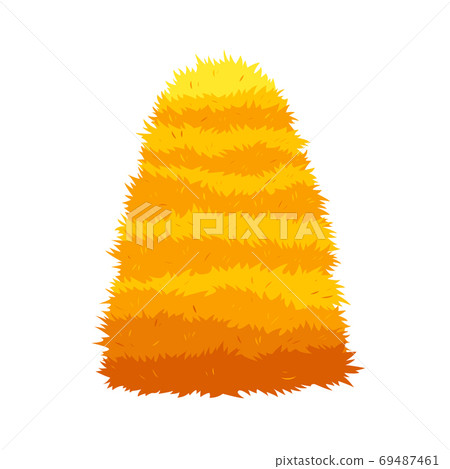 Haystack isolated on white background. Flat vector illustration dried haystack. Farming haymow bale hayloft, agricultural rural haycock. A supply of feed for livestock, the object of agriculture 69487461