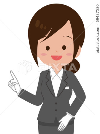Female staff pointing at points and explaining 69487580